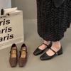 Estilo de Noche Francés Elegantes Zapatos de Oficina para Mujer 2024 Nueva Primavera Estilo Coreano Hada Mary Jane de Tacón Grueso Zapatos Pequeños de Cuero