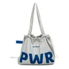 Bolsa Casual Coreana de Nailon Estilo Perezoso Bolso Tote para Mujer 2025 Bolso de Hombro con Letras Bolso de Lona de Gran Capacidad