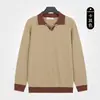 Top Casual para Hombre Estilo Old Money, Suéter de Punto con Cuello de Gaviota, Camiseta Base de Punto de Lujo Ligero de Otoño/Invierno