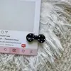 Presilha de cabelo infantil preta e branca com bolinhas e laço para cabelos curtos de meninas, acessório simples para franja lateral, acessório de cabeça versátil e doce