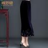 Chen Miaoyan madre falda de terciopelo dorado moda temperamento Joker mujeres de mediana edad danza cuadrada falda recta venta al por mayor
