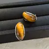 Pendientes Ovalados de Piedra Ojo de Tigre Nuevos de Otoño e Invierno, Pendientes Minimalistas de Nicho Estilo Maillard, Lujo Ligero Estilo de Nicho Versátil para Mujeres