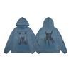 Sudadera con capucha vintage desgastada y lavada estilo niño rico melancólico de Erd, corta y ancha, de algodón de ajuste holgado para la calle