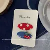 Novo Grampo de Cabelo Azul Polka Dot Doce Estilo Coreano para Crianças com Tecido de Cor Contrastante Presilha Lateral para Mechas de Cabelo para Mulheres