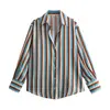 Camisa de Otoño para Mujer Estilo Europeo y Americano 2025, Manga Larga, 15 Colores, Textura de Satén de Seda 9895
