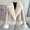 Abrigo corto de piel sintética de zorro para mujer, nuevo estilo otoño/invierno 2026, abrigo cálido, de alta gama y elegante, con cuello de piel sintética