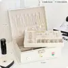Caja de joyería de cuero PU, caja de joyería de madera de doble capa, caja de almacenamiento de joyería estilo princesa, caja de maquillaje, venta al por mayor