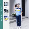 Uniforme de estudante do ensino médio verão manga curta camiseta masculina e feminina terno esportivo uniforme escolar fábrica atacado preço de fábrica