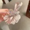 Accesorios para el cabello elegantes y chic de lujo ligero, pedrería, nudo de lazo, flor, liga para el cabello, cuerda para el cabello dulce y linda, banda elástica, accesorios para el cabello con tacto de alta gama