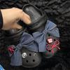 Accesorios Zapatos Croc Flor de Zapato Lazo Denim Retro Nicho Dulce Fresco Hebilla de Zapato Accesorios Decorativos DIY Corazón Rojo