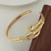Distrito Lu Joyería de Moda Transfronteriza Ojo Verde Geometría Serpiente Pequeña Pulsera Abierta Pulsera de Circonita Micro Venta al por Mayor de Fábrica