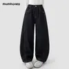 Calça Outono Feminina Estilo Coreano Black Ni Mumi 2026 Nova Calça Jeans Larga Infantil Tipo Cimitarra Calça Jeans Longa de Outono