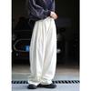 Calça Social Feminina de Outono e Inverno, Novo Estilo Japonês para o Dia a Dia, com Duas Pregas, Perna Larga, Caimento Fluido e Silhueta Emagrecedora