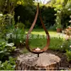 Castiçal de Ferro Enferrujado Transfronteiriço Estaca de Jardim Chama Decorações de Natal para Jardim de Pátio Gramado Decoração de Chama de Metal