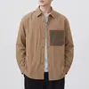 2026 nueva chaqueta de camisa casual de manga larga con bloques de color y patchwork retro estilo montaña para hombre, algodón estilo americano minimalista old-money