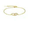 Pulsera Vintage de Hebilla Doble Anillo Estilo Francés Incrustada con Diamantes, Pulsera de Nicho de Lujo Ligero Chapada en Oro de 18K con un Toque de Alta Gama, Joyería Popular de Venta Transfronteriza
