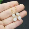 Ganchos para Pendientes Redondos de Jade Tianshan, Tallado de Jade Clásico y Elegante, Lirio del Valle Mariposa, Hebilla de Paz, Pendientes con Borlas, Accesorios para Orejas