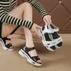 Sandalias Deportivas de Viento para Playa Estudiantes Cómodas Todas las Combinaciones Sandalias para Mujer Verano 2024 Nuevas Sandalias de Suela Gruesa con Velcro para Mujer