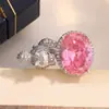 Anillo de Diseño de Lujo con Piedras Preciosas de Colores para Mujer, Anillo de Ardilla con Gema Tipo Cubo de Azúcar Santa María, Recomendado en Xiaohongshu Transfronterizo