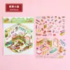 Pegatinas de paisajismo lindas y creativas material para diario de chicas pegatinas diy cabaña 3d escena miniatura