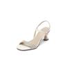 Sandalias de tacón elegantes de moda con forma especial para mujer, estilo coreano, punta abierta, punta redonda, de piel de vaca, con tiras de un solo carácter, 6cn
