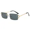 Gafas Sin Marco de Borde Cortado Estilo Nuevo Transfronterizo 2025 Gafas de Sol con Montura de Garra Afilada Personalizadas Gafas de Sol de Sombrilla Coloridas de Moda