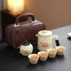 Set de Té Kung Fu de Cerámica Ru Tendencia y Estilo con Tetera y Tazas de Té para Uso Doméstico, Cerámica China de Lujo Ligero Gama Alta Venta al por Mayor