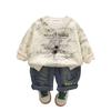2025 Nuevo Estilo Sudadera de Manga Larga con Collar de Letras Pequeñas para Bebés y Niños Conjunto de Dos Piezas para 1-4 Años Ropa Elegante para Niños