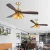 Lámpara de ventilador de techo estilo vintage, elegante araña ventilador de madera maciza retro estilo nórdico para sala de estar y comedor, lámpara de ventilador silenciosa estilo chino nuevo