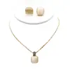 Colgante de Gato Gordo Cuadrado Ojo de Gato Estilo Coreano para Mujer Piedra Ojo de Gato Simple Empaquetado Individualmente Pendientes Blancos para Mujer Collar con Pedrería Ins