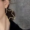 Brincos Grandes de Estrela de Cinco Pontas Exagerados da Moda Europeia e Americana, Argolas de Orelha de Metal Vazado Coração da Moda da Internet, Acessórios de Nicho da Moda