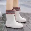 Botas de Lluvia Estilo Japonés para Mujer, Elegantes Zapatos de Agua de Caña Media, Botines Antideslizantes para Lavar el Coche, Lavandería y Uso Doméstico
