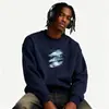 Sudadera de Algodón Pesado para Parejas, Corte Holgado, Cuello Redondo, Sin Capucha, Pulóver, Versátil, Cálida, Prenda Superior Estampada para Otoño e Invierno