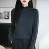 Nuevo Suéter de Punto de Lana para Mujer 2026 con Cuello de Encaje, Cuello Semi Alto, Manga Larga, Corte Holgado, para Otoño e Invierno