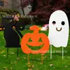 Tarjeta con Logo de Patio de Halloween Lindo Horror Halloween Calabaza Fantasma Logo de Patio Decoración para Fiesta de Jardín