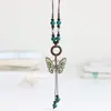 Collar Colgante de Mariposa de Cerámica Estilo Étnico Vintage para Mujer 2026 Nueva Cadena para Suéter Estilo Chino Cadena Tejida para Clavícula