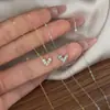 Collar de corazón de plata de ley s925 con diamantes completos, mini exquisito japonés de lujo ligero, cadena para la clavícula de diseño versátil para el día a día