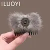 Pente de Cabelo de Pelúcia com Strass de Luxo Acessível de Alta Qualidade Dongdaemun da Coreia do Sul Pente de Cabelo Feminino Acessórios de Cabelo na Parte de Trás da Cabeça