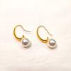 Pendientes de Perla Simples Europeos y Americanos Gancho para Oreja de Mujer Estilo Retro Palacio Hong Kong Pendientes Elegantes Franceses de Alta Calidad para Rostro Delgado Pendientes Pendientes Pendientes