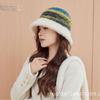 Nuevo Sombrero de Pescador Cálido Protector de Orejas para Mujer, Sombrero de Cubeta Tejido de Lana de Otoño e Invierno Combinación de Colores Degradados de Felpa que Combina con Todo