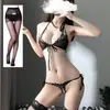Conjunto de sutiã e calcinha estilo francês sexy com renda, ideal para seios grandes e com modelagem pequena. Sutiã fino e respirável com efeito push-up.
