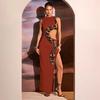 Vestido de verano 2024 para mujer, estilo europeo y americano, sin mangas, sexy, ajustado, con abertura, vestido hueco, venta al por mayor