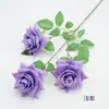 Flor de Rosa Artificial de 3 Cabezas 3D en Rama Única para Esquina Flor de Mesa de Hotel Arreglo Floral para Mesa de Conferencias Adornos Florales Decorativos para Sala de Estar