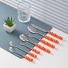 Juego de cubiertos de acero inoxidable estilo nórdico, tenedor y cuchillo creativos con mango de perla, cuchara sopera, cuchillo y tenedor para bistec de alto valor de color, venta al por mayor