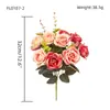 Flor Falsa Rosa Té Feliz Decoración del Hogar Boda Flor Artificial Comercio Exterior Transfronterizo Venta al por Mayor Ramo de Rosas Europeas Alta Simulación