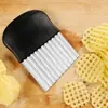 Cuchillo para Patatas con Púa de Acero Inoxidable Hogar Familia Cortar Patata Rodaja Cuchillo Ondulado Multiusos Patatas Fritas Papas Fritas Corte de Patata