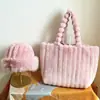 Novas Bolsas de Pelúcia Outono e Inverno para Mulheres, Bolsas de Ombro Modernas de Grande Capacidade, Bolsas Peludas Estilo Coreano, Bolsas Twitter para o Trabalho, Bolsas de Mão