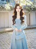 Vestido de terciopelo lujoso y elegante para mujer, nueva colección otoño/invierno 2026, estilo de alta gama, entallado a la cintura, adelgazante y moderno, vestido largo