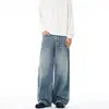2026 Novos Jeans Retos de Design Invertido Retro Americano Unissex Versátil Soltos Comprimento Total