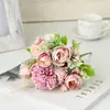 Pequeño Ramo de Rosas Té con Capullos, Flores Estilo Rose Ins, Ramo de Novia de Mano, Arte Floral, Decoración del Hogar, Estilo Ins